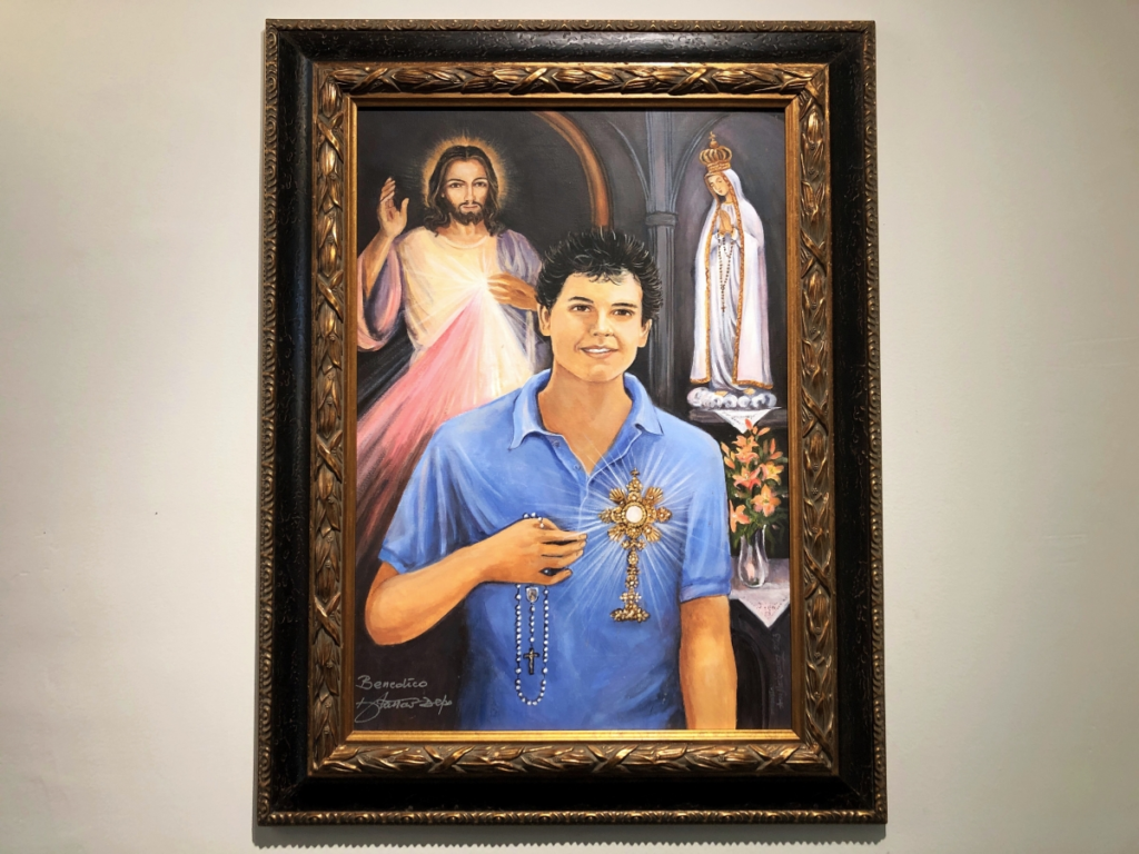 Visit a new shrine to Blessed Carlo Acutis 4 CARLO ACUTIS SLIDE 4 Paintin of Blessed Carlo Acutis