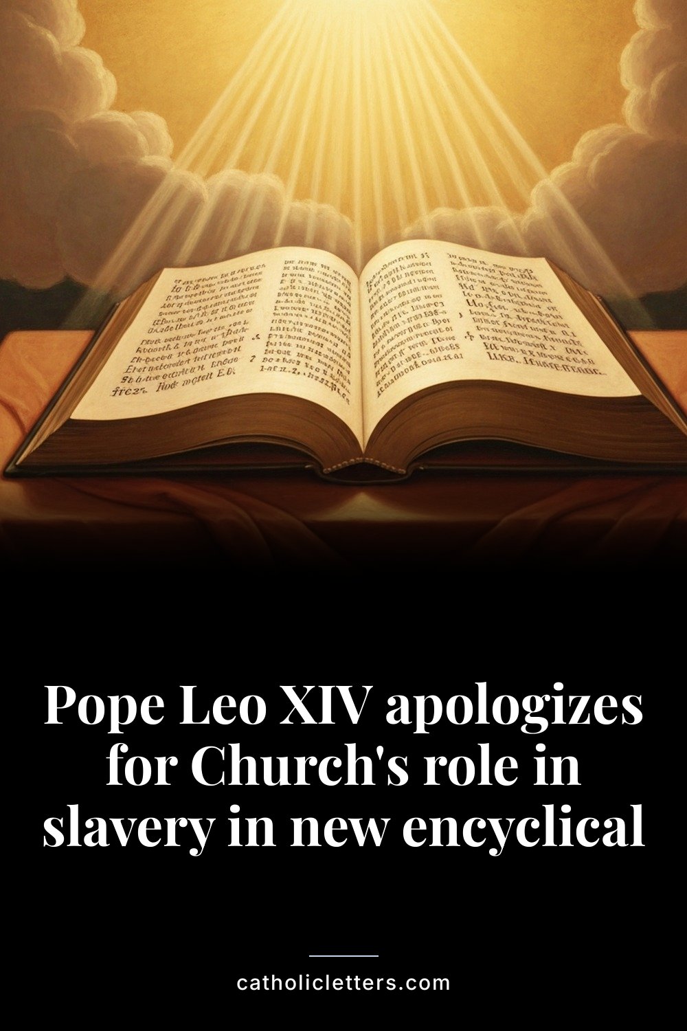 Pope Leo XIV apologizes for Church's role in slavery in new encyclical — Pinterest pin