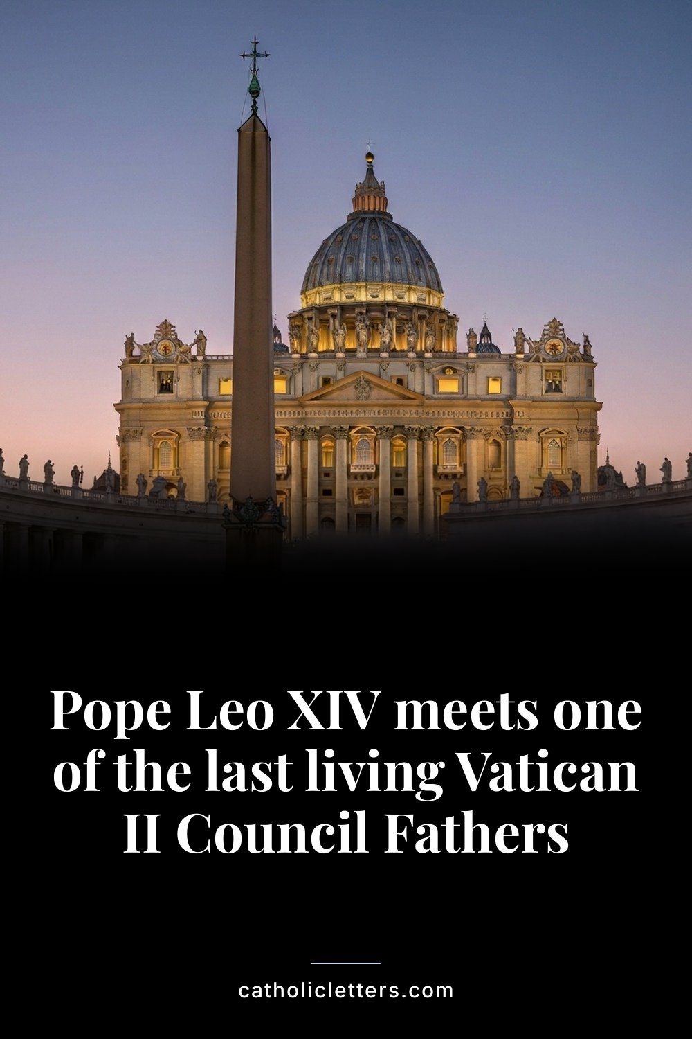 Pope Leo XIV meets one of the last living Vatican II Council Fathers — Pinterest pin