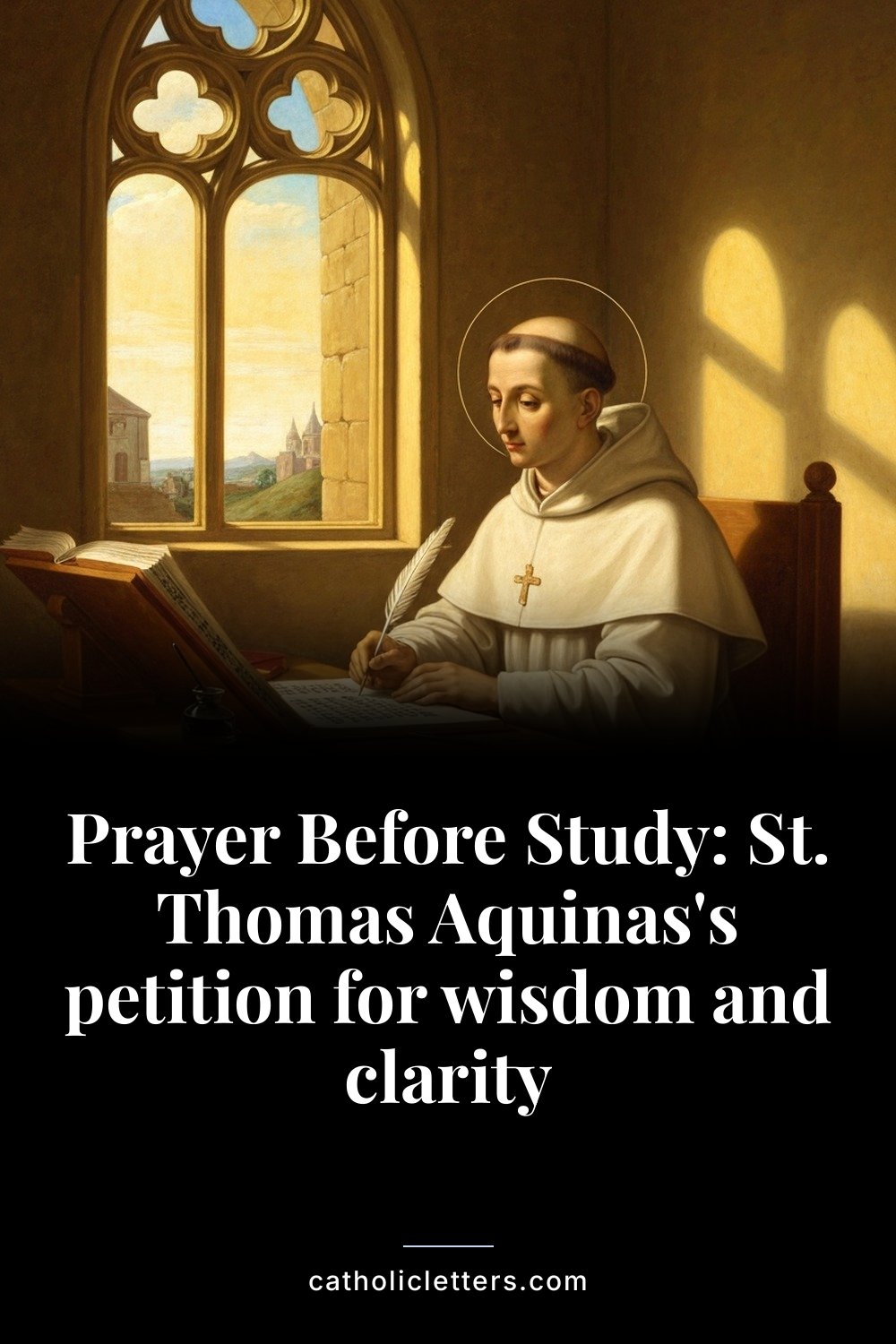 Prayer Before Study: St. Thomas Aquinas's petition for wisdom and clarity — Pinterest pin