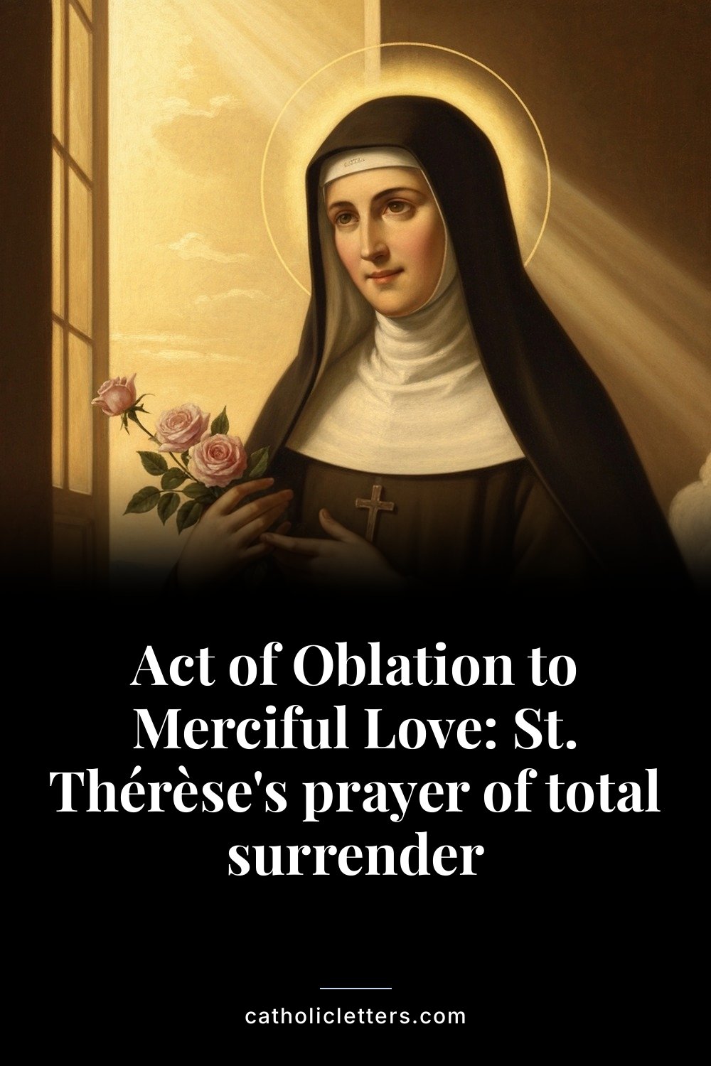 Act of Oblation to Merciful Love: St. Thérèse's prayer of total surrender 2 Act of Oblation to Merciful Love: St. Thérèse's prayer of total surrender — Pinterest pin