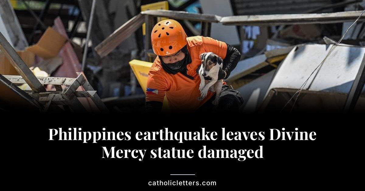 Philippines earthquake leaves Divine Mercy statue damaged