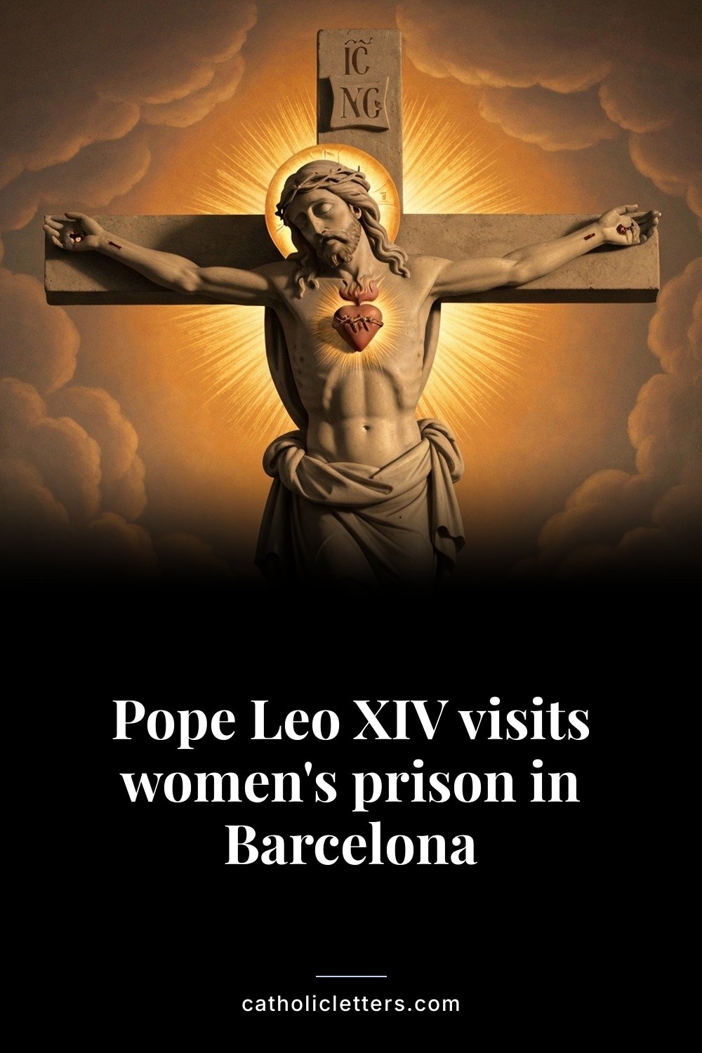 Pope Leo XIV visits women's prison in Barcelona — Pinterest pin
