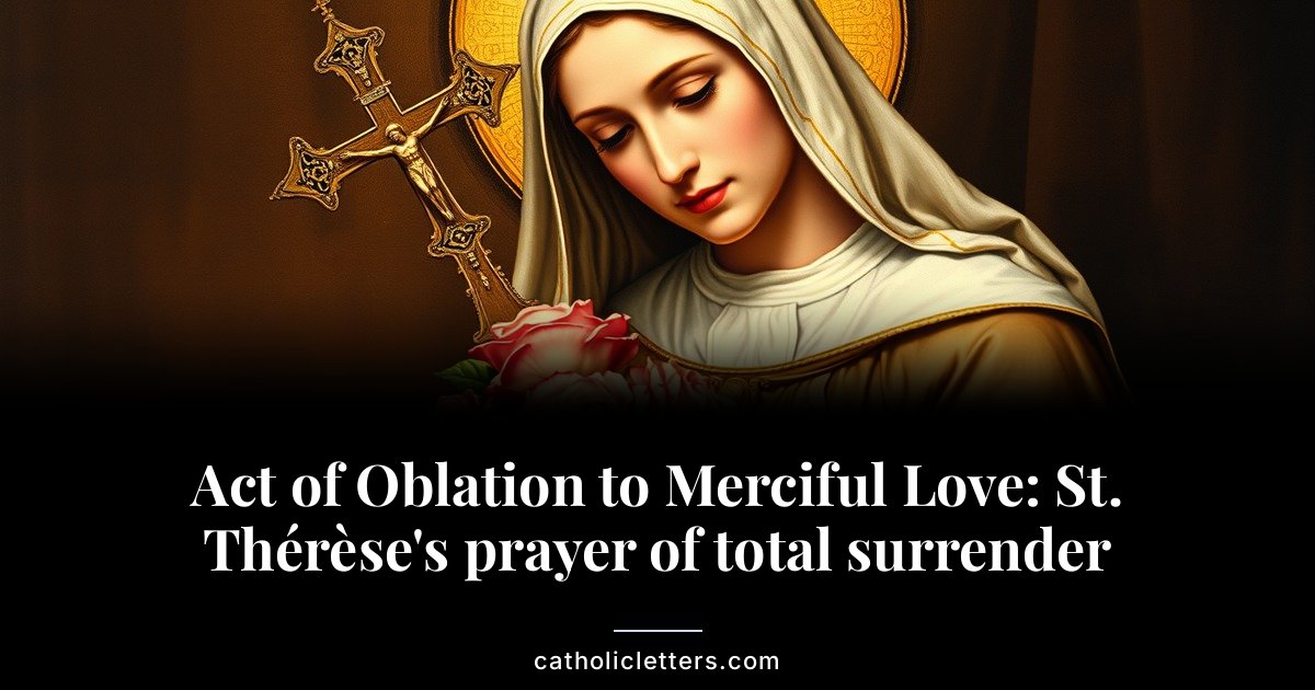Act of Oblation to Merciful Love: St. Thérèse’s prayer of total surrender