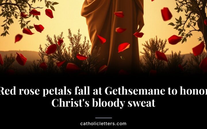 Red rose petals fall at Gethsemane to honor Christ’s bloody sweat