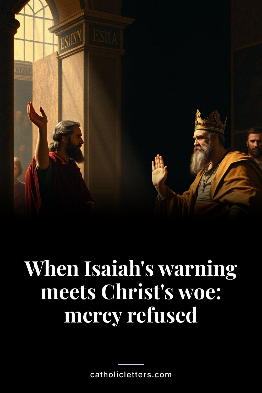 When Isaiah's warning meets Christ's woe: mercy refused — Pinterest pin