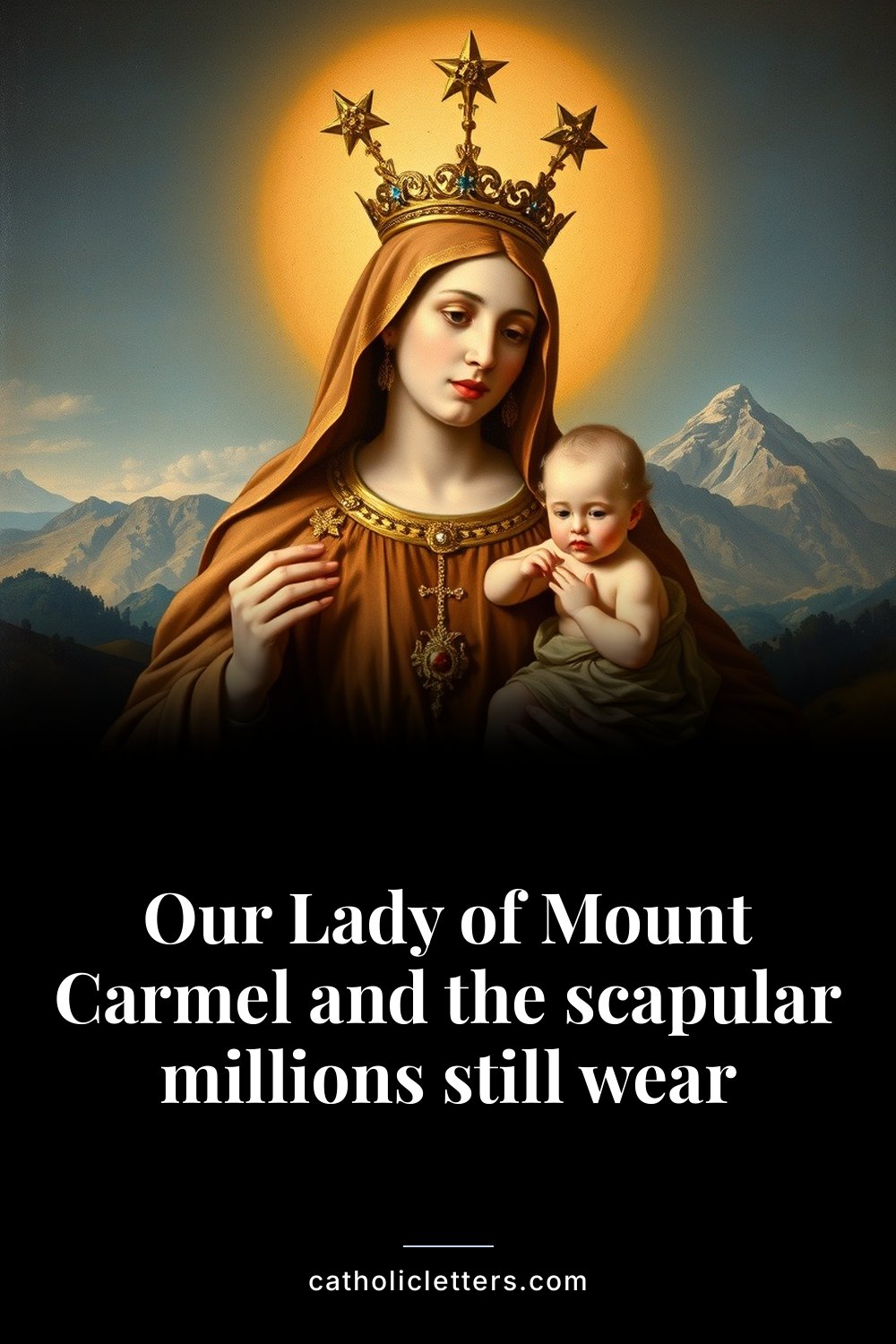 Our Lady of Mount Carmel and the scapular millions still wear — Pinterest pin