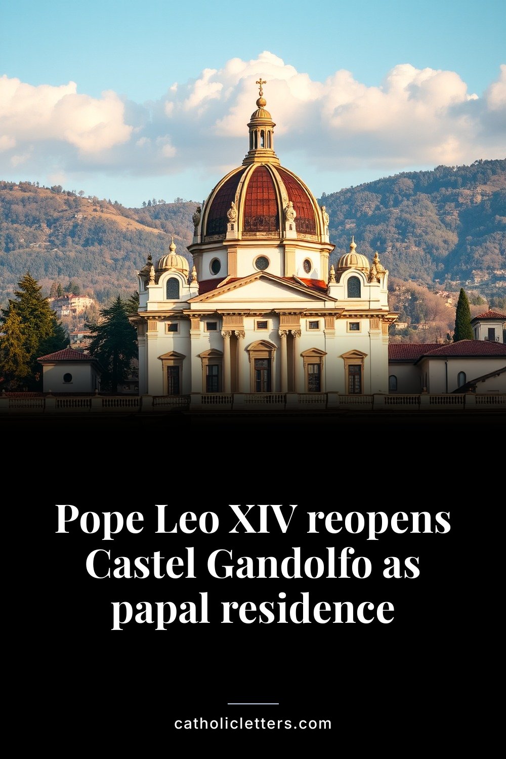 Pope Leo XIV reopens Castel Gandolfo as papal residence — Pinterest pin