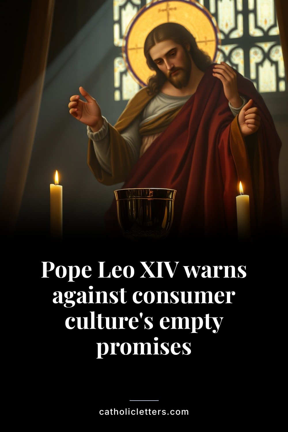 Pope Leo XIV warns against consumer culture's empty promises — Pinterest pin