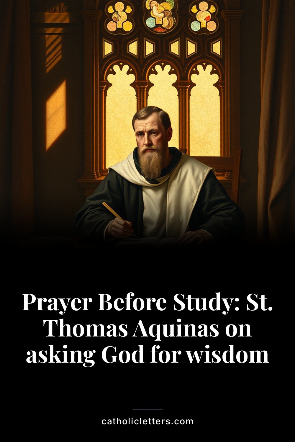 Prayer Before Study: St. Thomas Aquinas on asking God for wisdom — Pinterest pin