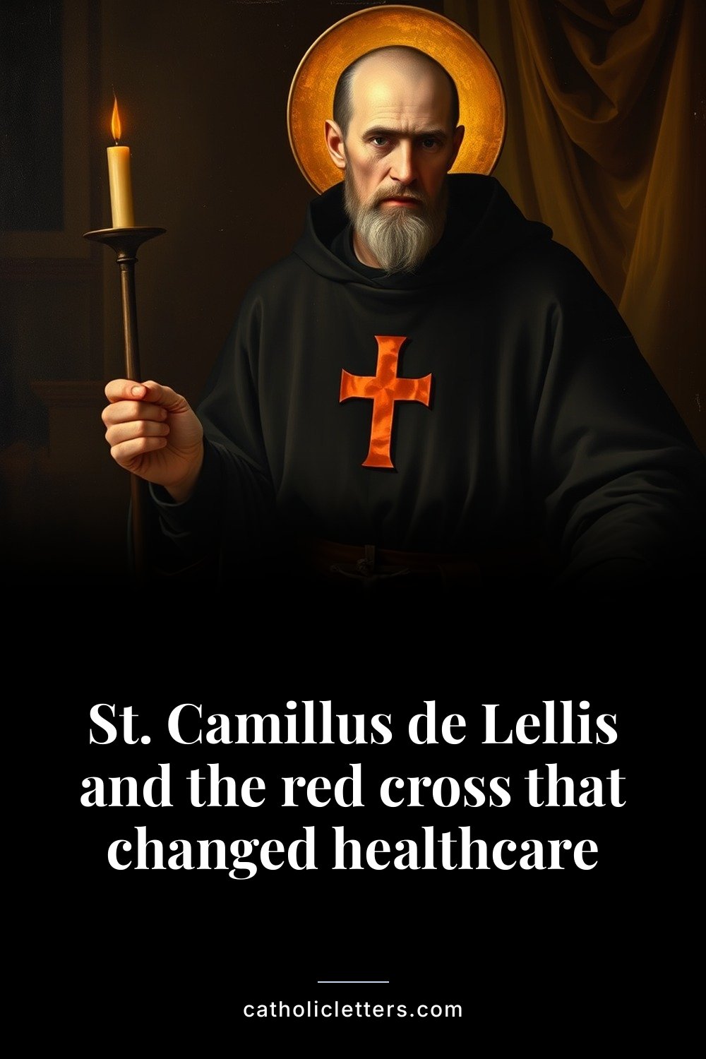 St. Camillus de Lellis and the red cross that changed healthcare — Pinterest pin