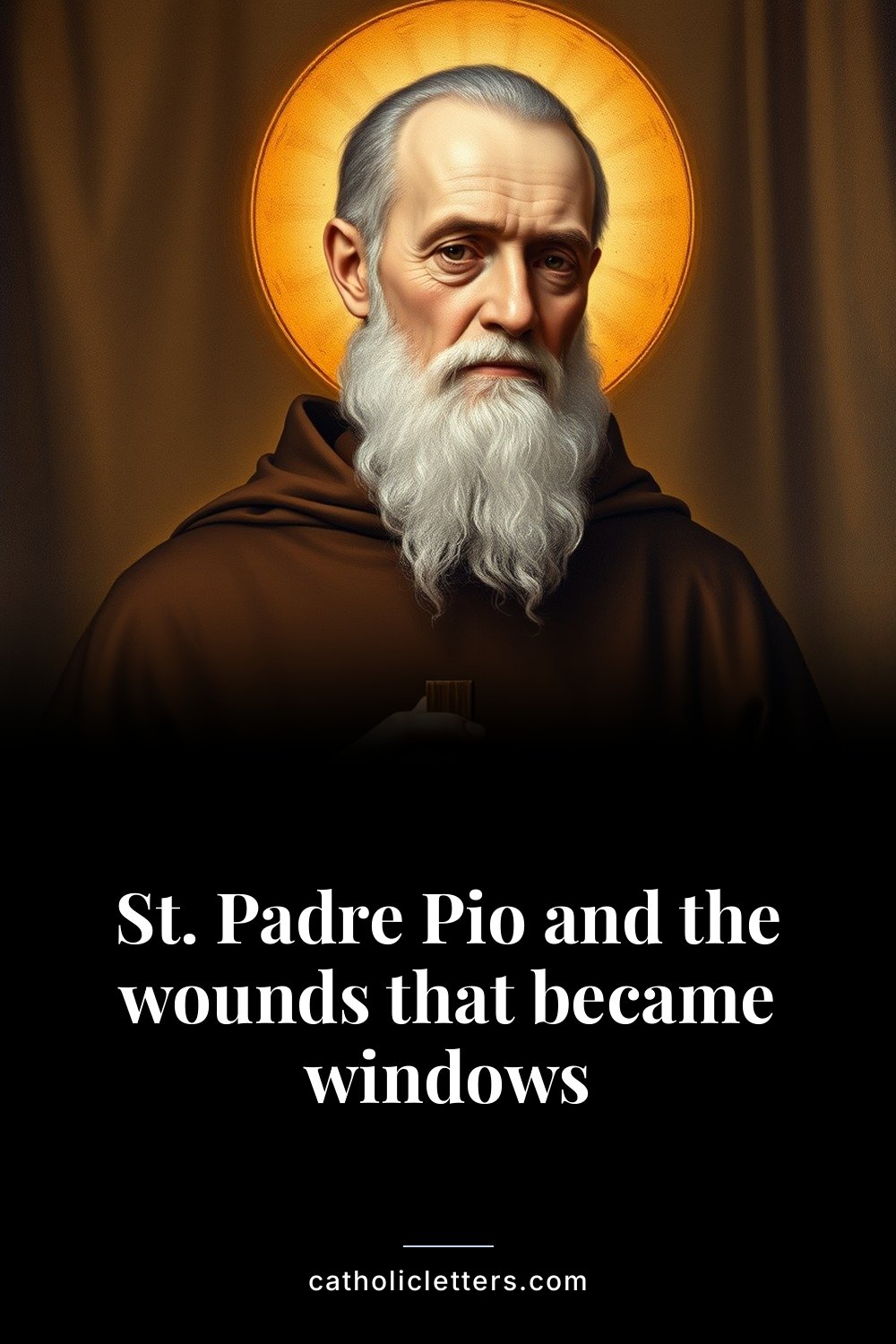 St. Padre Pio and the wounds that became windows — Pinterest pin