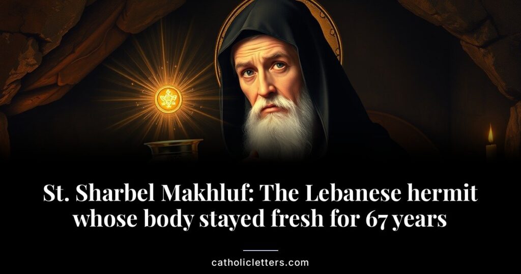 St. Sharbel Makhluf, Maronite hermit of Lebanon, spent 23 years in solitude and has worked thousands of miracles since his death in 1898.