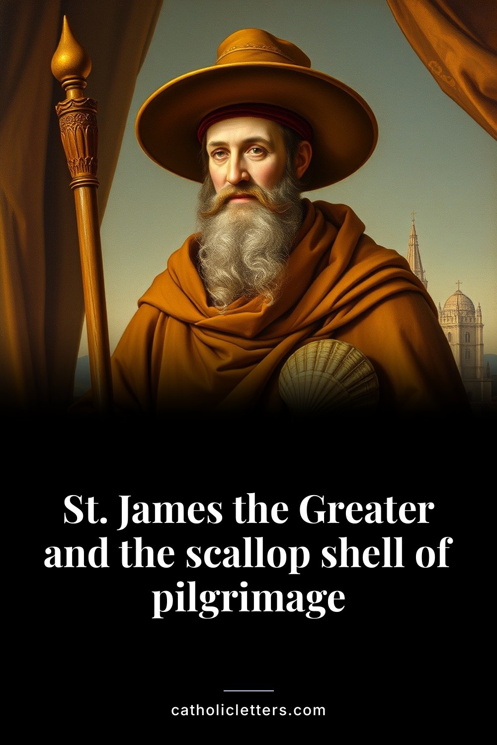 St. James the Greater and the scallop shell of pilgrimage — Pinterest pin
