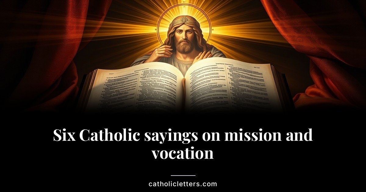 Six Catholic sayings on mission and vocation 1 Six Catholic sayings on mission and vocation